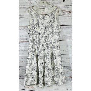 Danny & Nicole Dress Sz 14 White Black Floral Embroidered Lined Dress Open Back